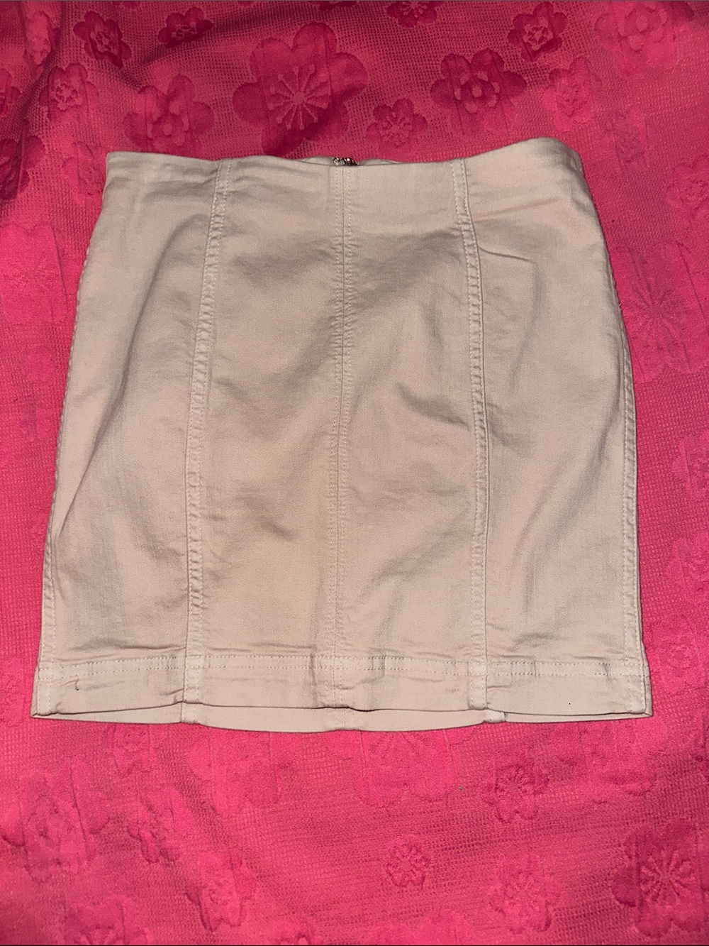Free People Cream Mini Skirt with Panel Stitching